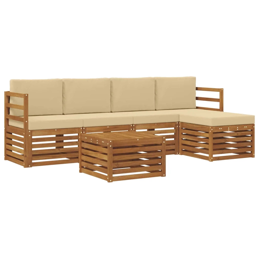 Set di divani da esterno con cuscino 6 pcs Naturale e Beige