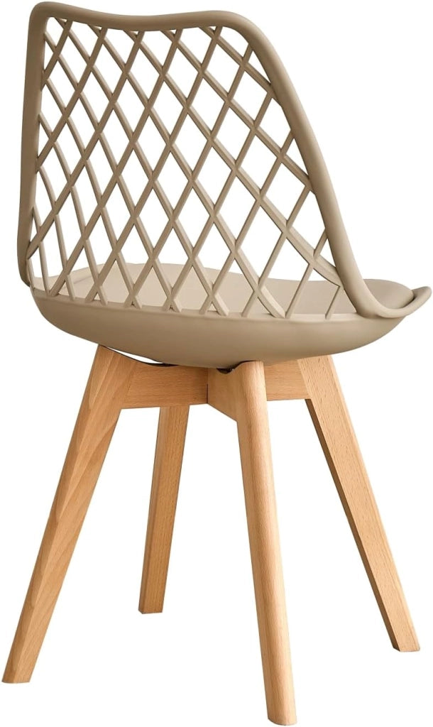 GrandCA HOME Set di 8 Sedie da Pranzo, Sedie da Cucina Moderne con Seduta Rivestita in pelle e Gambe in Faggio, Adatte a Cucine e Sale da Pranzo - Kaki