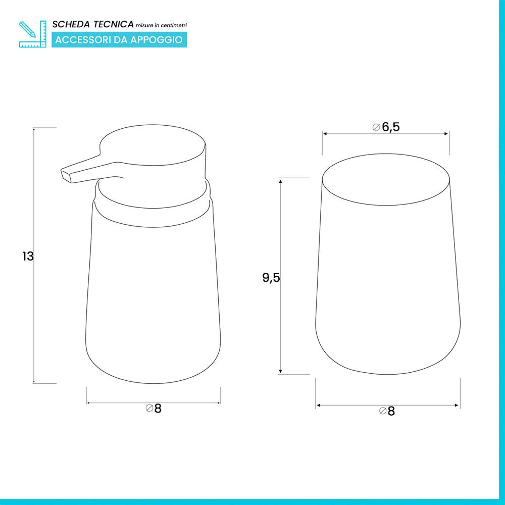 Set accessori bagno completo da 5 pezzi in plastica tortora Pop
