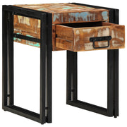 Tavolino con Cassetto Nero 40x40x50 cm Legno Massello di Recupero
