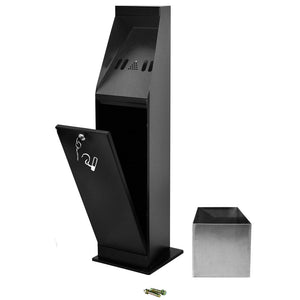 Posacenere a Colonna 23,5x86x23,5 cm in Metallo Nero 5L per Interno Esterno