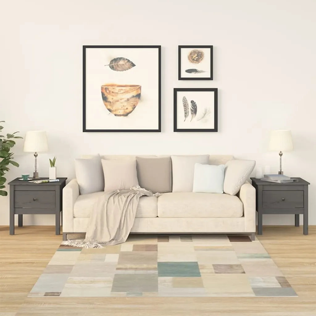 Tavolini 2 pz Grigi 50x50x49 cm Legno Massello di Pino 813799