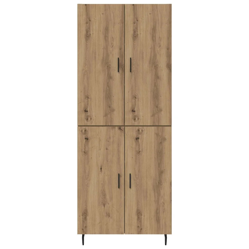 Credenza 2 pcs Rovere artigianale Legno Stratificato e Vetro 3415876