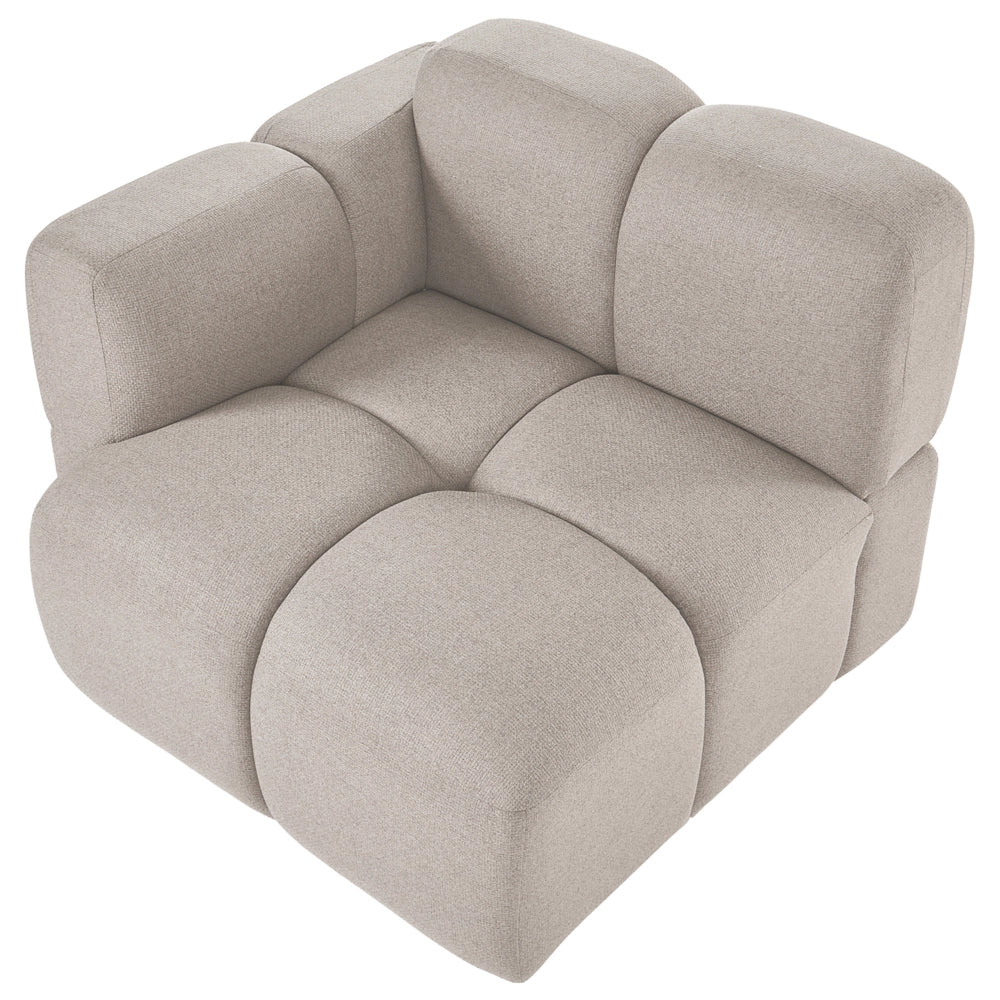 Divano modulare a 2 posti in tessuto beige, divano componibile a due elementi, stile moderno