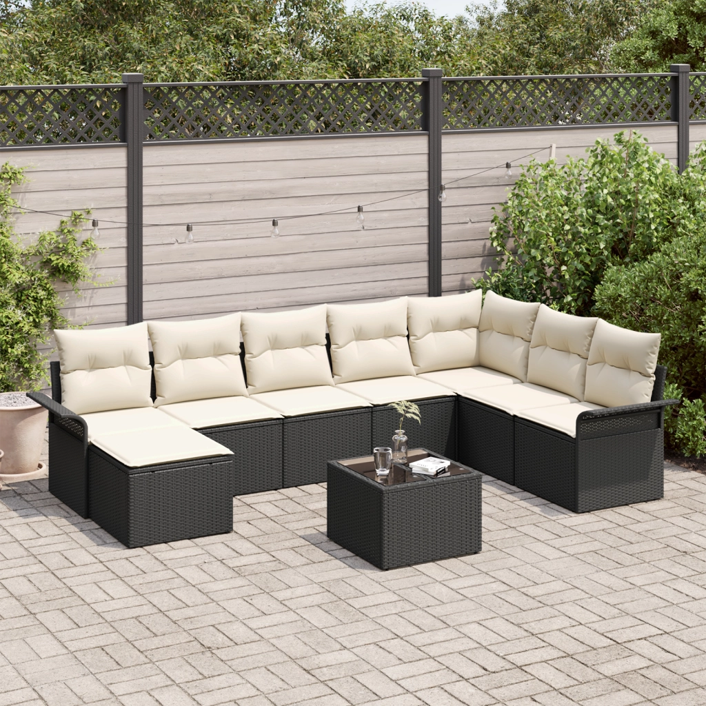 Set di divani da giardino 8 pezzi con cuscini rattan polyrattan marrone