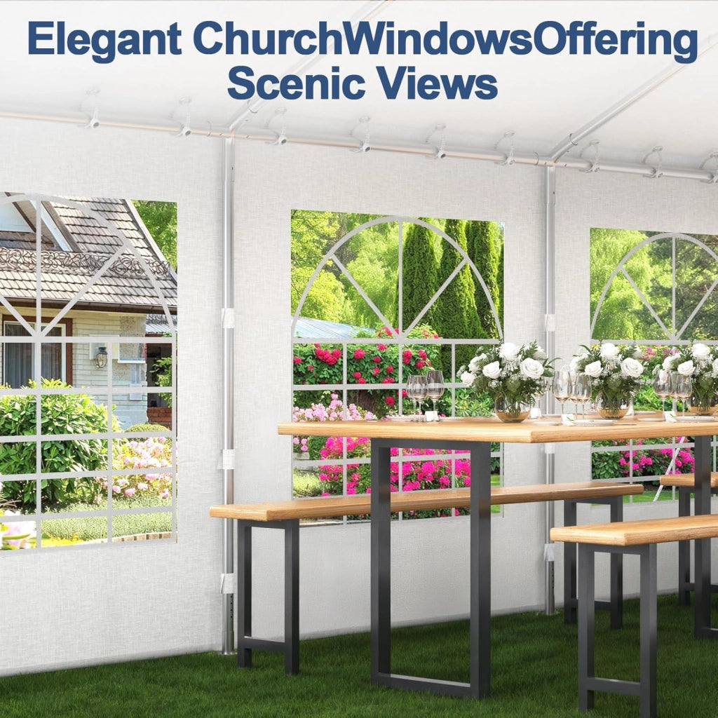 Tendone per Feste 4x6,Gazebo Esterno Resistente UV 50+,Gazebo da Giardino,Tendone da Esterno per Matrimoni, Feste, Raduni, Riunioni in Giardino,Bianco