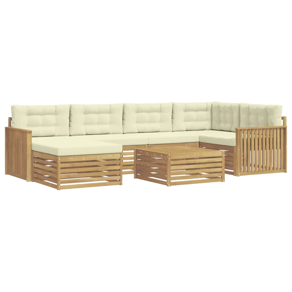 Set di divani da esterno con cuscino 7 pcs Bianco e Crema 3390800