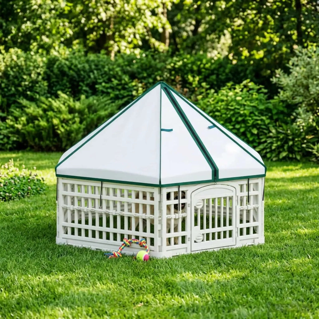 Panchetto per Cani a 6 Pannelli Bianco 122 x 106 x 79 cm 42027218
