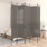 Divisorio a 5 Pannelli Antracite 200x220 cm Tessuto 350172