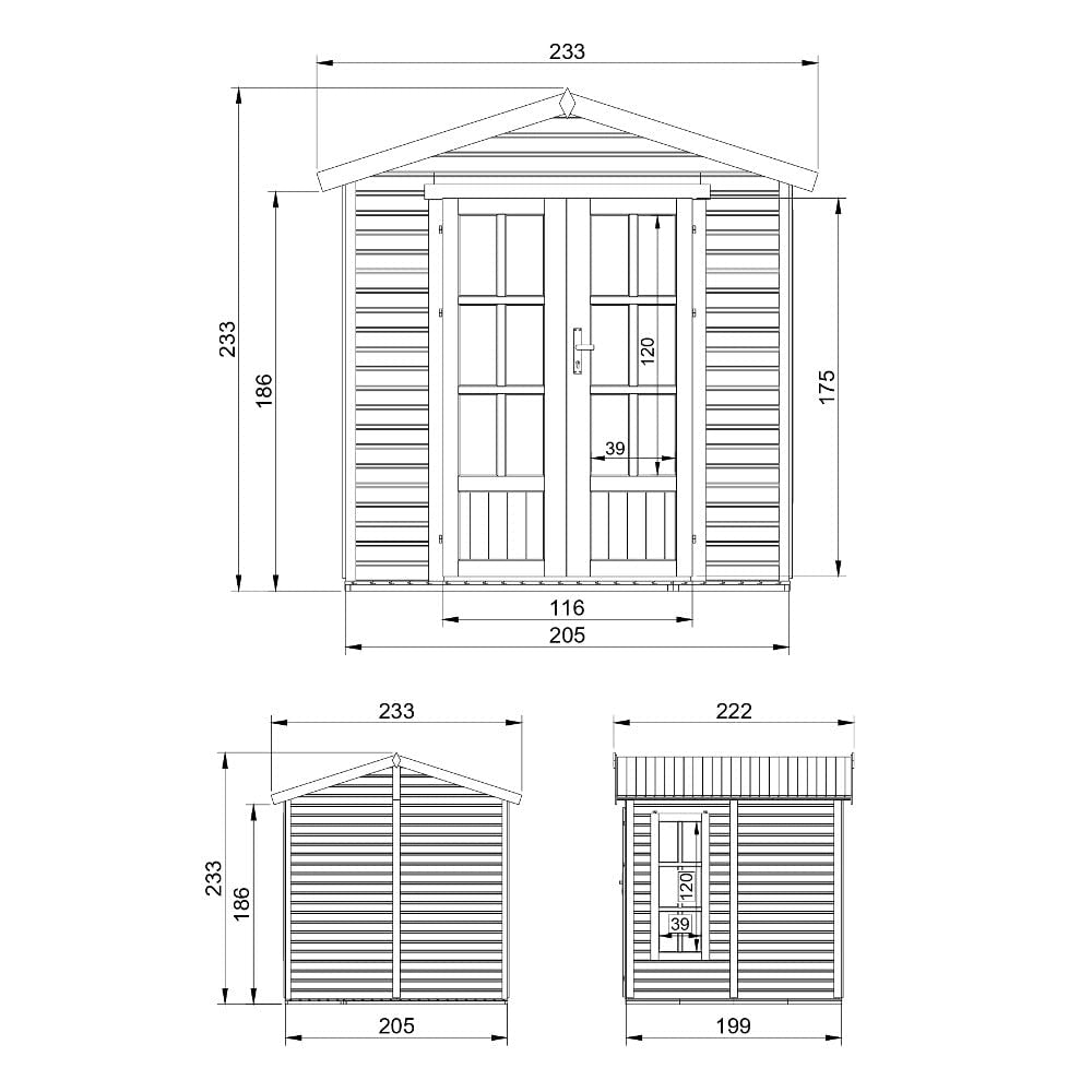Ufficio in legno da giardino - W233xD222xH233cm - con tegole bituminose - TIMBELA M351FB+H351FBBROWN