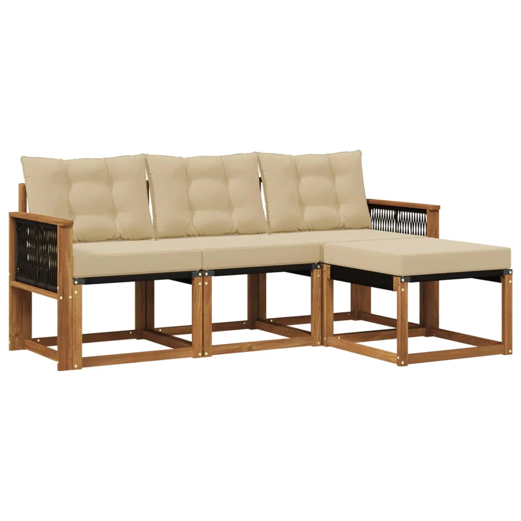 Set di divani da esterno 4 pz Naturale e Beige 3381873