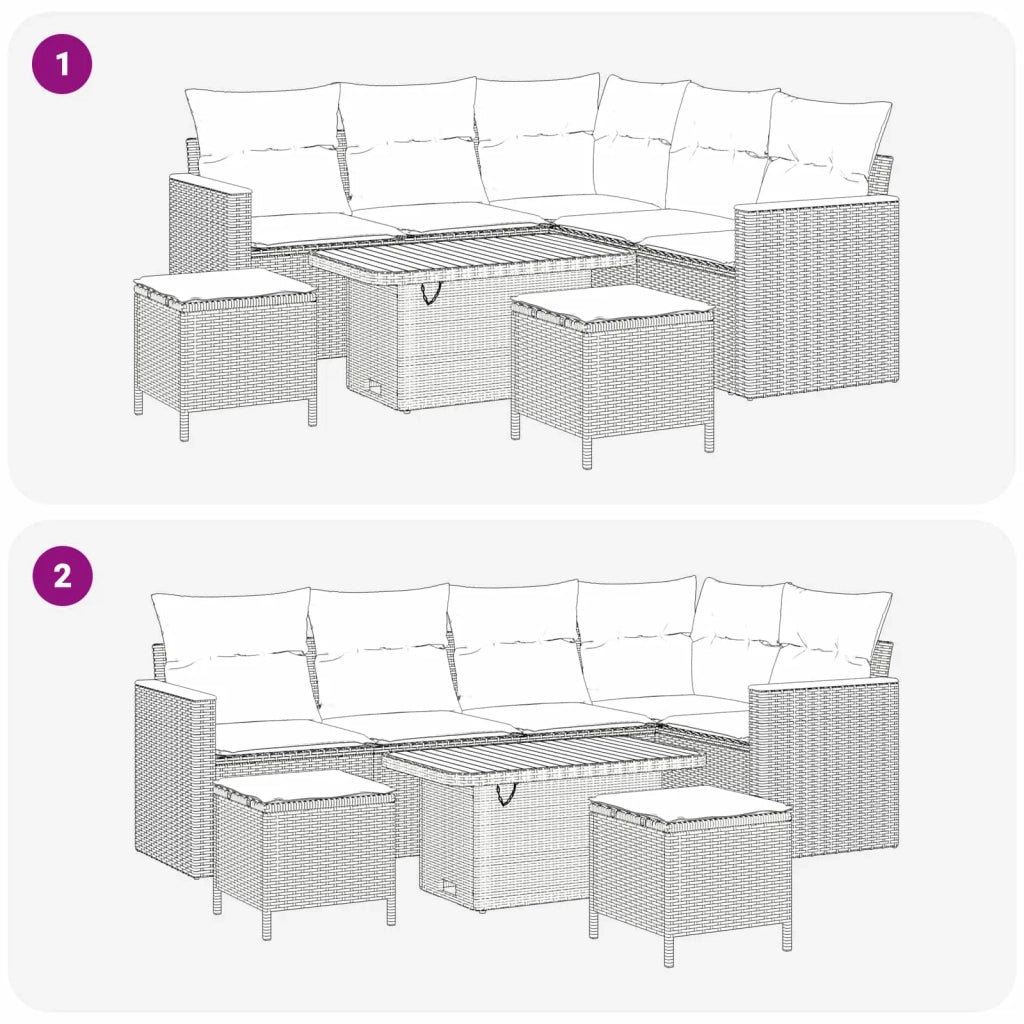 Set Divano da Giardino 8 pcs Beige polyrattan 3362917