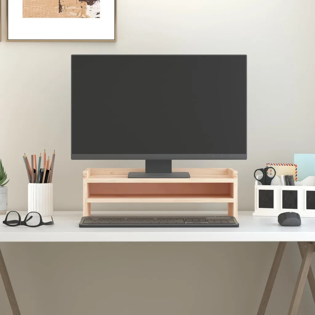 Supporto per Monitor 50x24x16 cm in Legno Massello di Pino 813984