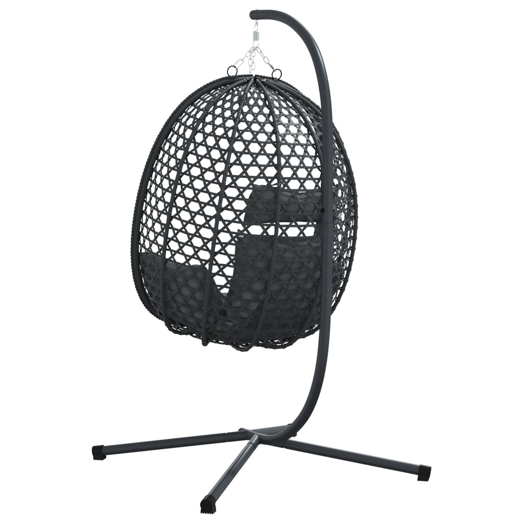Sedia a Uovo Appesa con Supporto Antracite Rattan Polimerico