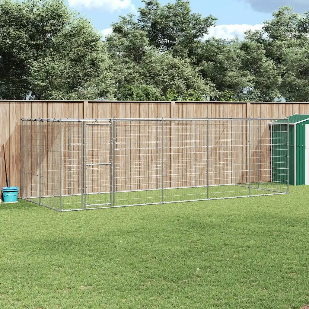 Gabbia per Cani da Esterno in Acciaio Zincato con Tetto 12,1 m² 3082304