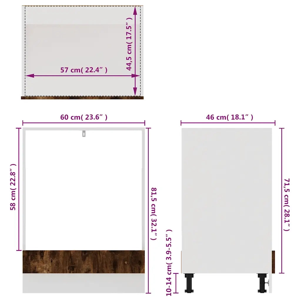 Mobile da Forno Rovere Fumo 60x46x81,5 cm in Legno Multistrato cod mxl 77686