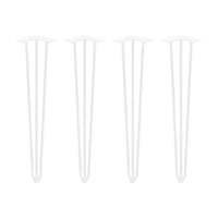 Set di Gambe Hairpin di 3 Bastoncini per Tavolo H710 Verniciato Bianco Acciaio Emuca