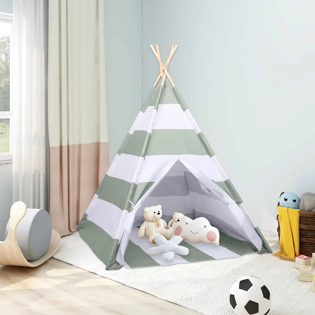 Tenda per bambini Rigato Grigio e Bianco 120 x 120 x 150 cm 80273