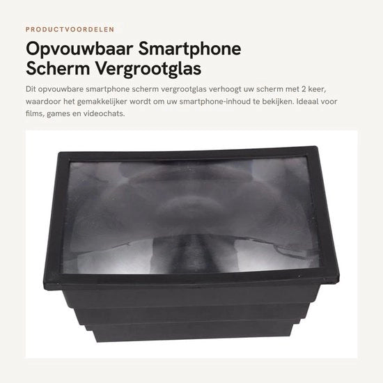 Verglasso per Telefono - Doppia Vergata - Ripiegabile - Display a Tre Dimensioni - Plastica - 12 x 18,5 cm - Utile per l'Uso Interno - Amplificatore dello Schermo