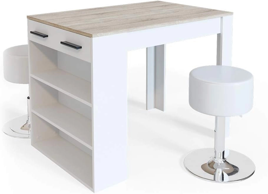 Tavolo da pranzo Repose, Bianco, 67 x 100 cm, adatto come piano di lavoro o area di appoggio aggiuntiva