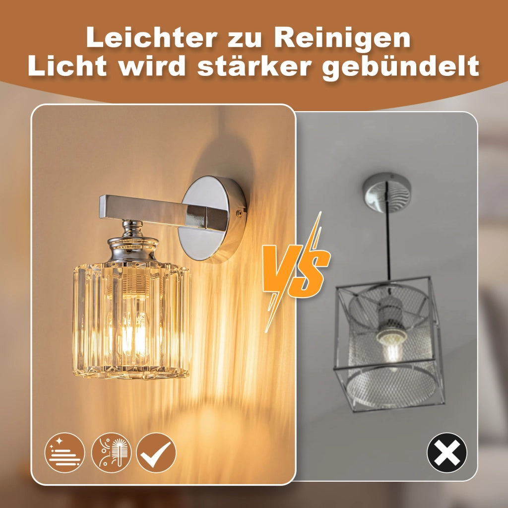 ZMH Lampada da Parete Moderna in Cristallo E27 da Interno per Comodino Corridoio Scala Camera da Letto Senza Lampadina