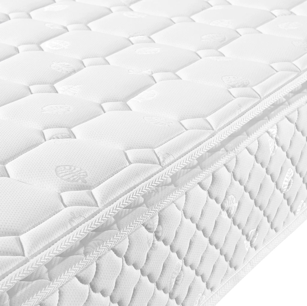 Letto singolo imbottito 90x200 cm con rete e materasso; testiera alta in lino blu
