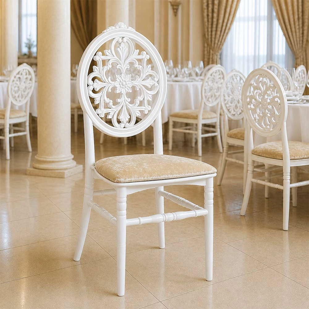Set da 20 Sedie Venus in Plastica Bianche con cuscino vellutino