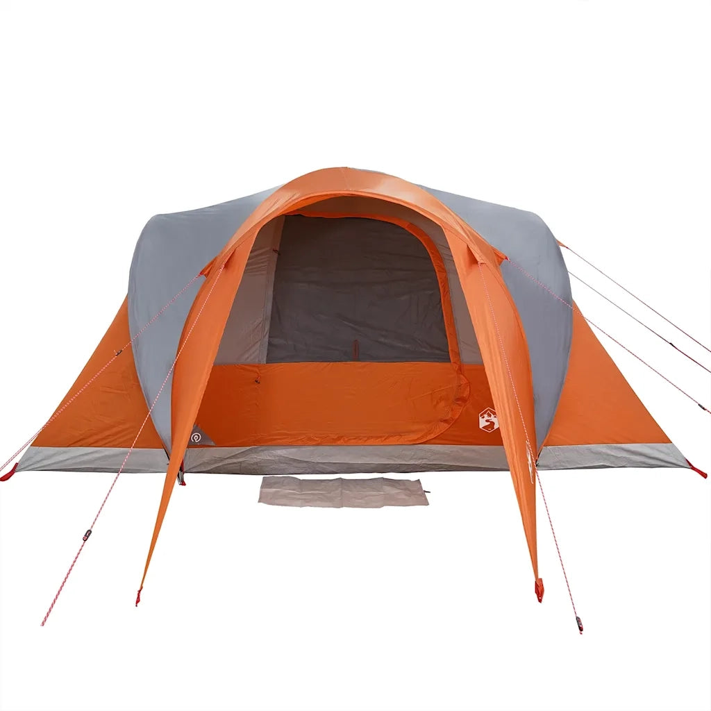 Tenda da Campeggio a Cupola 6 Persone-Tenda per Escursionismo Grigio e Arancione 831791