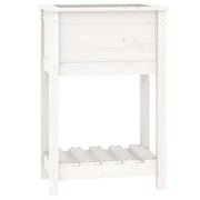 Fioriera rialzata per piante fiori patio giardino con ripiano 54 x 34,5 x 81 cm legno massello di pino bianco 02_0038391