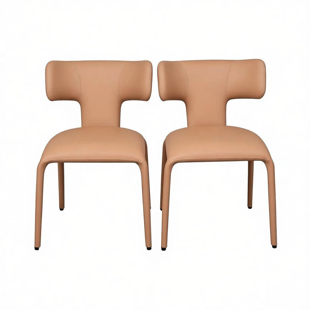 SEDIA con schienale curvo 53x53x78 cm Similpelle Marrone Chiaro Set da 2 pezzi