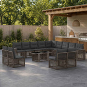 Set Divano da Giardino 14 pz Grigio e Grigio Scuro polyrattan 3436868