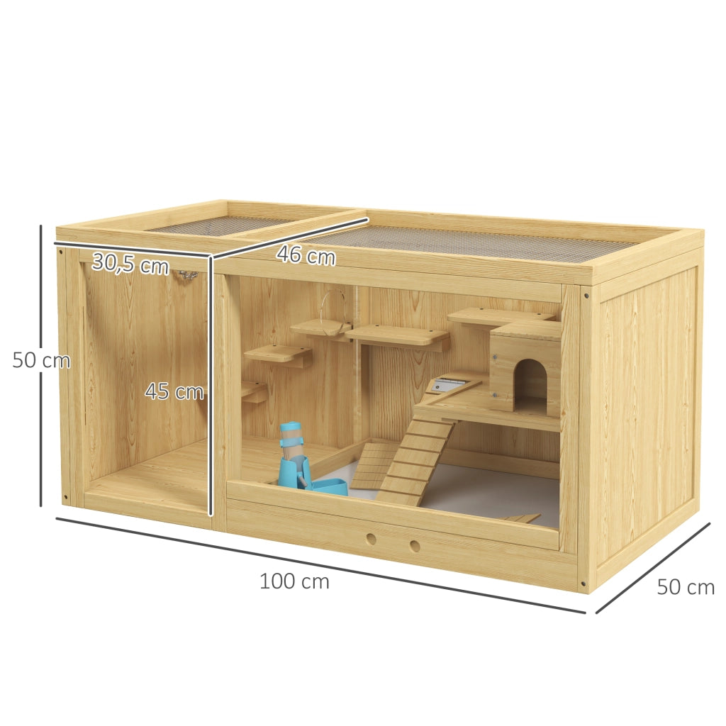 Gabbia per Piccoli Animali Roditori ¨C zephmum ¨C 100x50x50 cm Legno Naturale