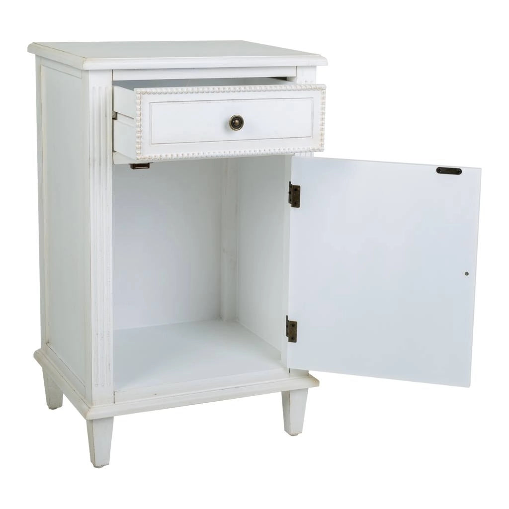 Comodino in legno laccato bianco 45x36x72