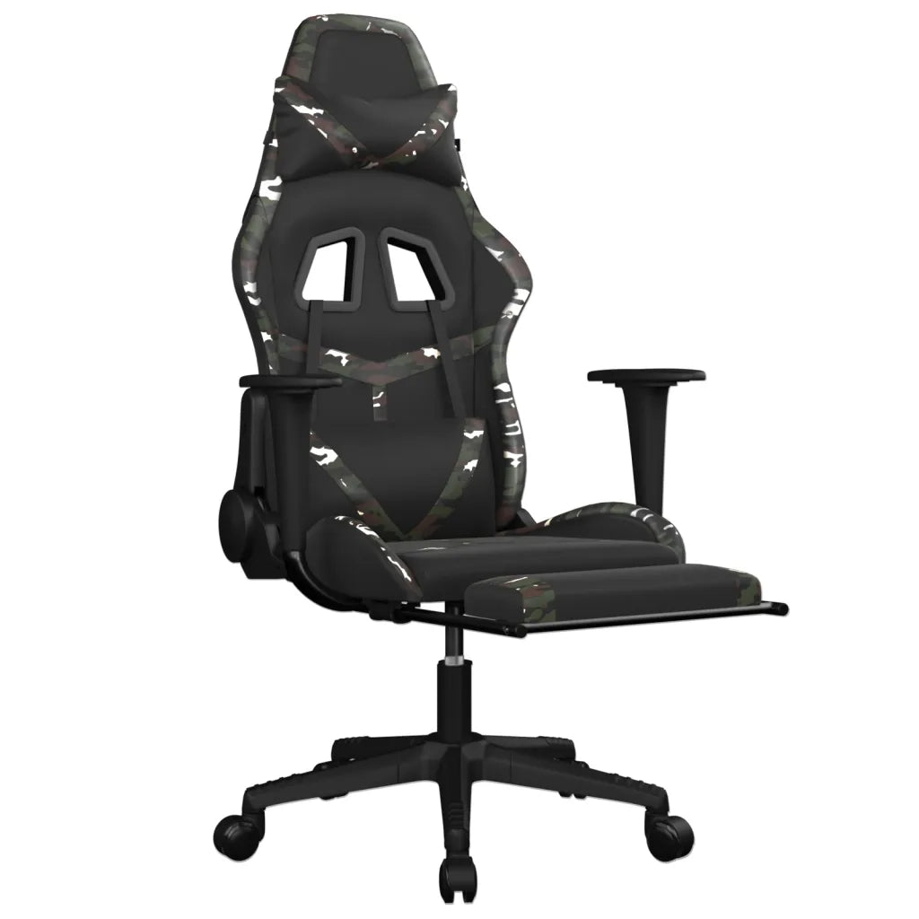 Sedia da Gaming | Sedia da e-sports con Poggiapiedi Nero e Mimetico in Similpelle