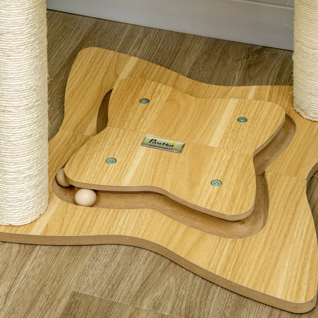 Albero tiragraffi per gatti con amaca e pali in sisal ¨C zephmum ¨C 53.5x53.5x90 cm beige
