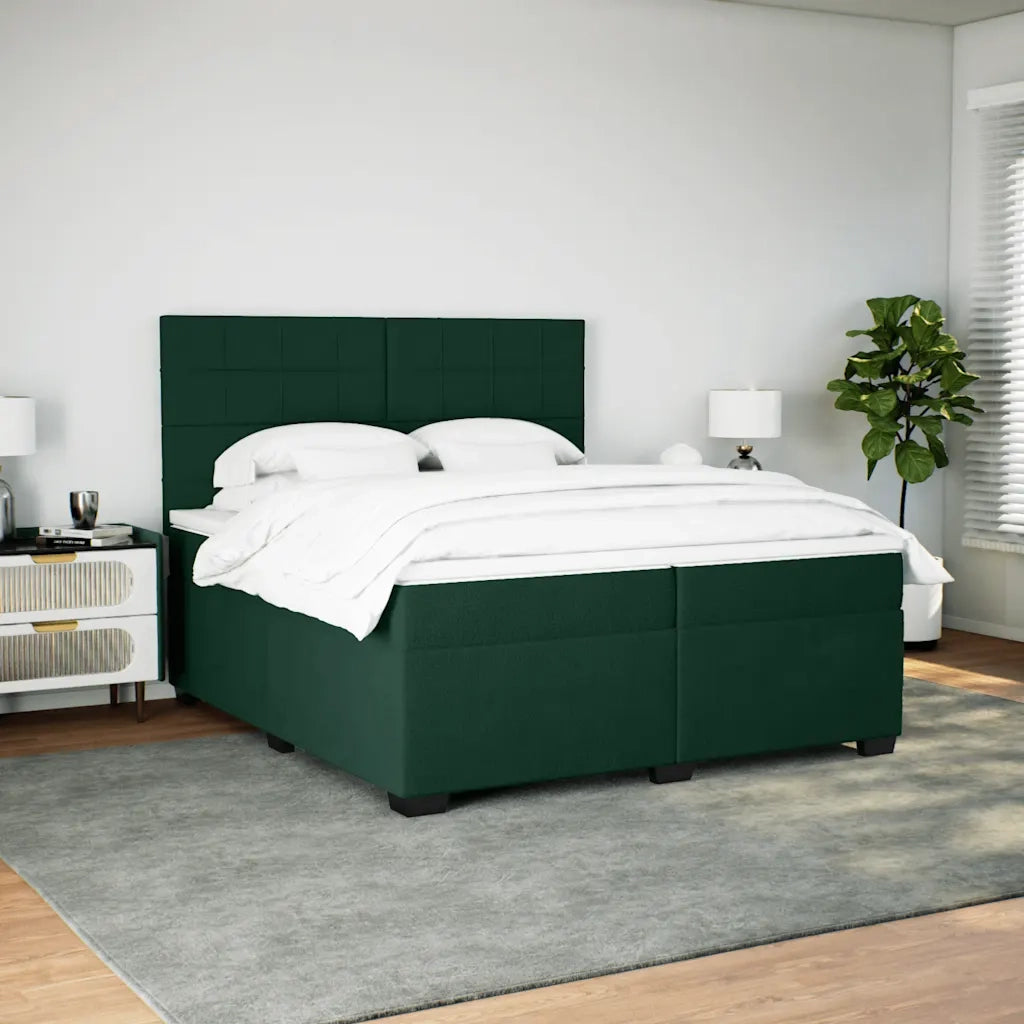 Giroletto a Molle con Materasso Verde Scuro 200x200 cm Velluto