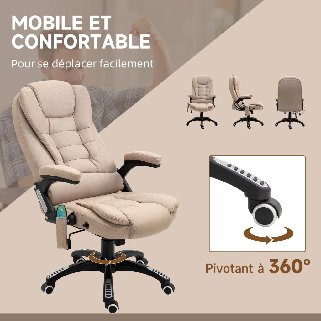 Sedia da ufficio massaggiante e riscaldante ¨C zephmum ¨C tessuto poliestere beige