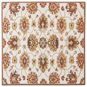 Tappeto in lana beige e marrone 200 x 200 cm a pelo fitto con motivo orientale