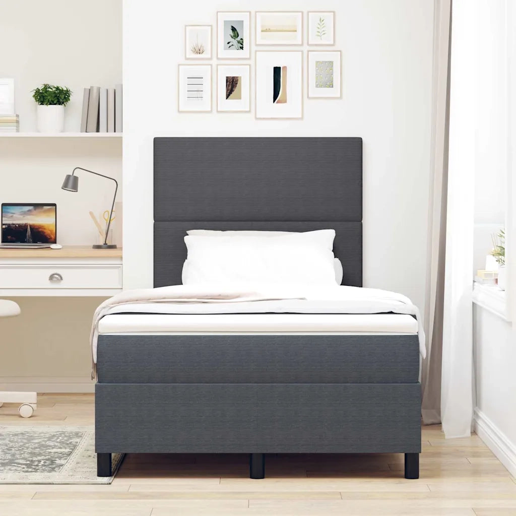 Letto a molle con testiera Grigio Scuro e Bianco 120 x 200 cm 3337552
