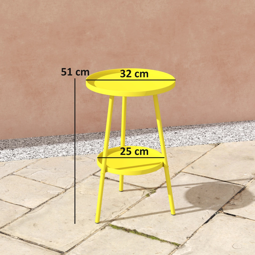 Tavolino rotondo a 2 livelli ¨C zephmum ¨C metallo giallo ?32x51cm