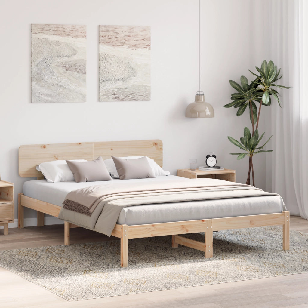 Struttura del letto con testiera 140x200 cm in legno massello di pino