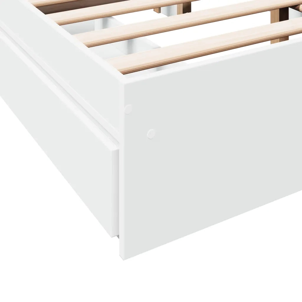 Letto matrimoniale | Letto per adulti | Giroletto con Cassetti Bianco 140x200 cm in Legno Truciolato
