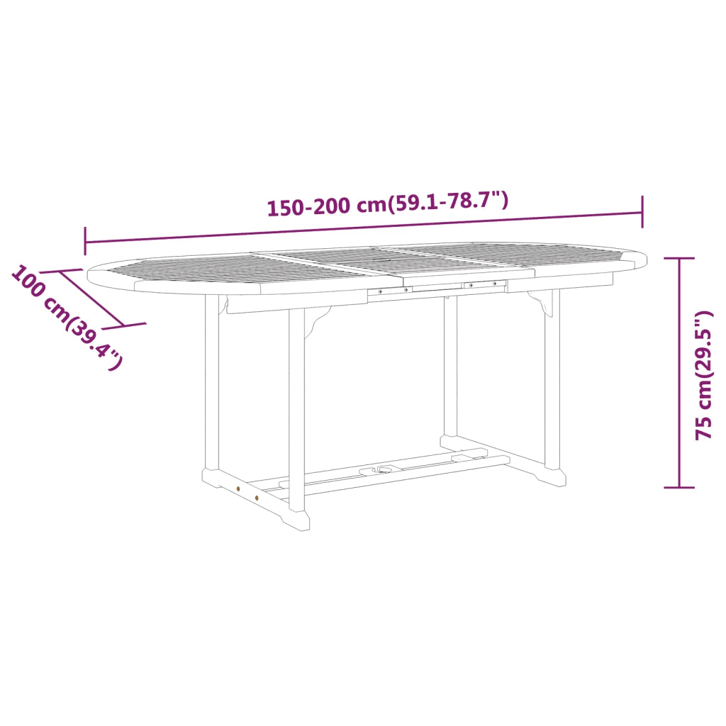Set da Pranzo per Giardino 5 pz in Legno Massello di Eucalipto 3087335