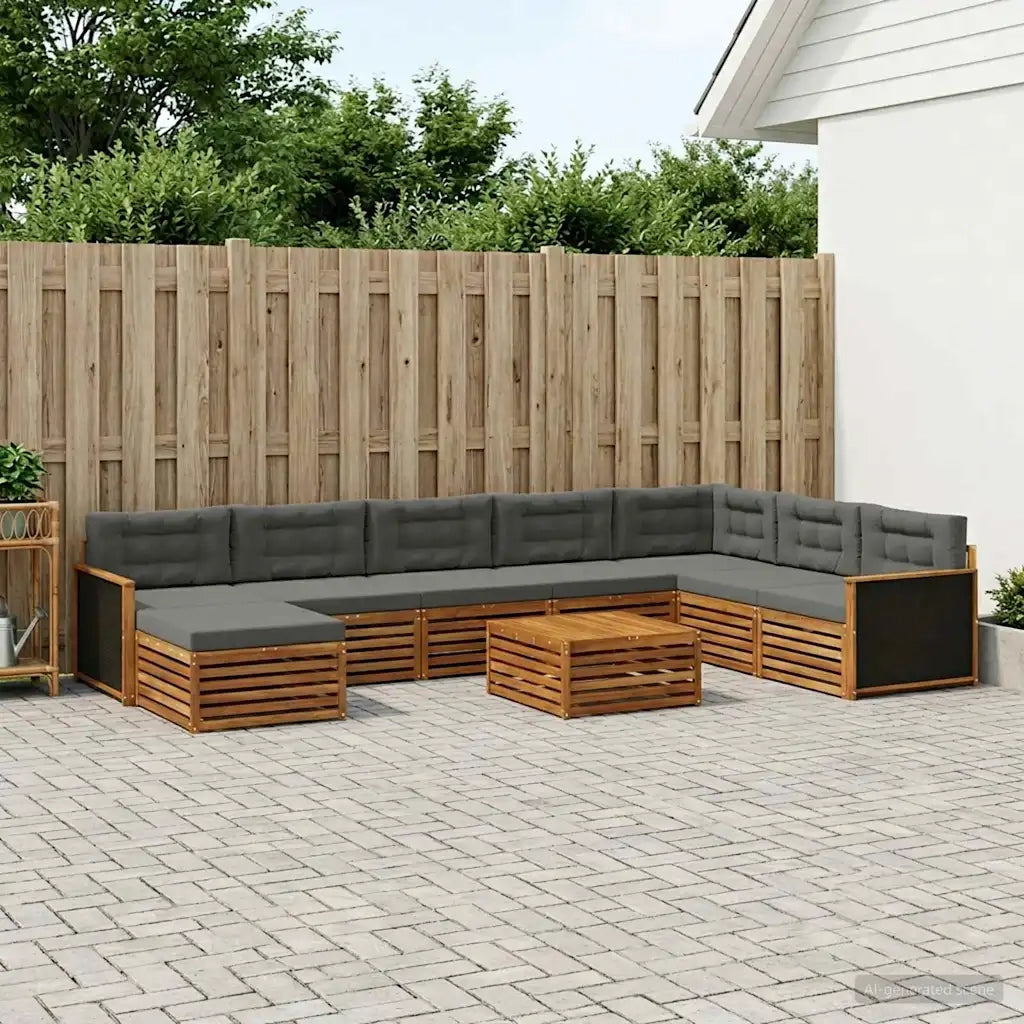 Set di divani da esterno con cuscino 9 pcs Naturale e Antracite 3383735