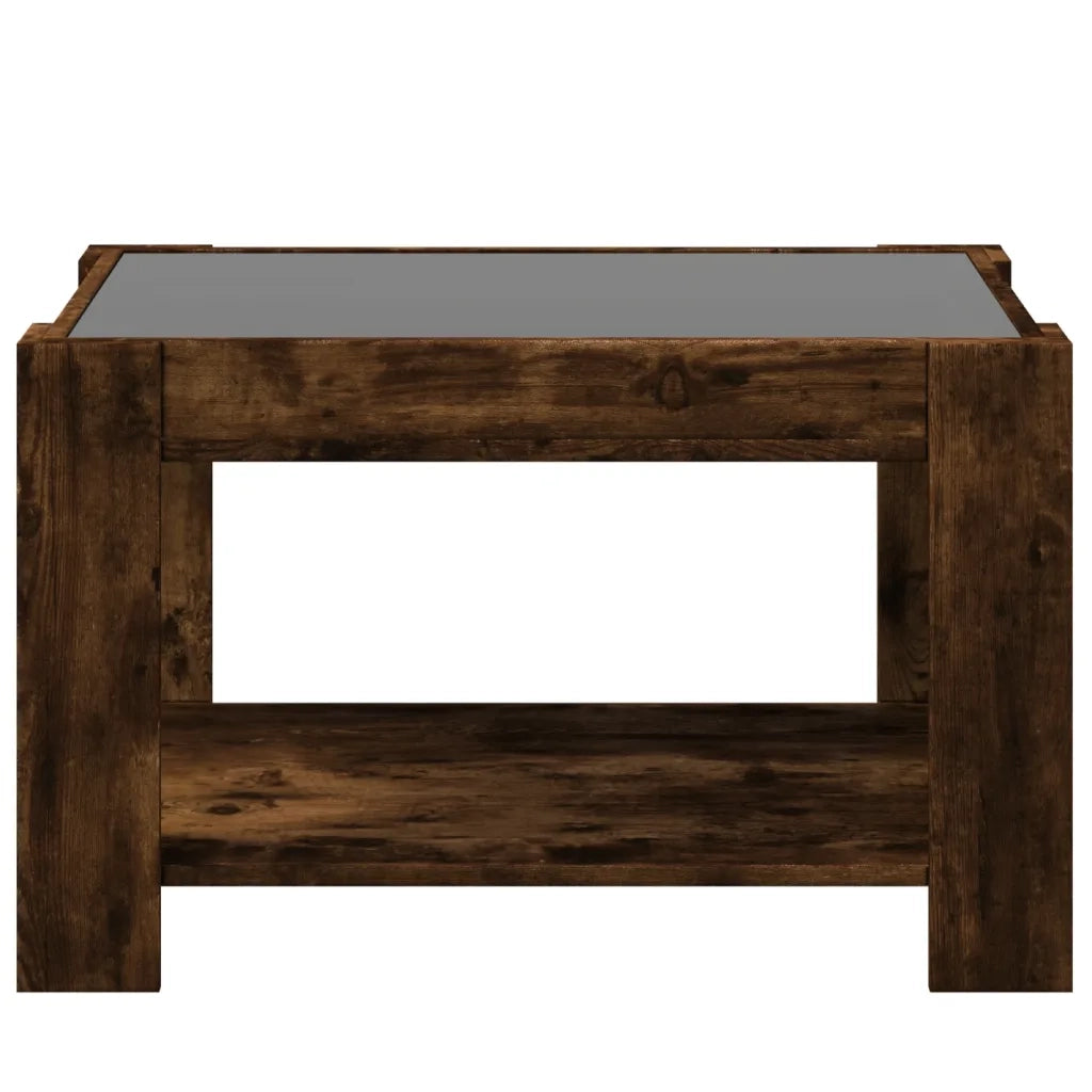 Tavolino salotto | Tavolino da caff¨¨ | Tavolino da Soggiorno con LED Rovere Fumo 73x53x45 cm Multistrato
