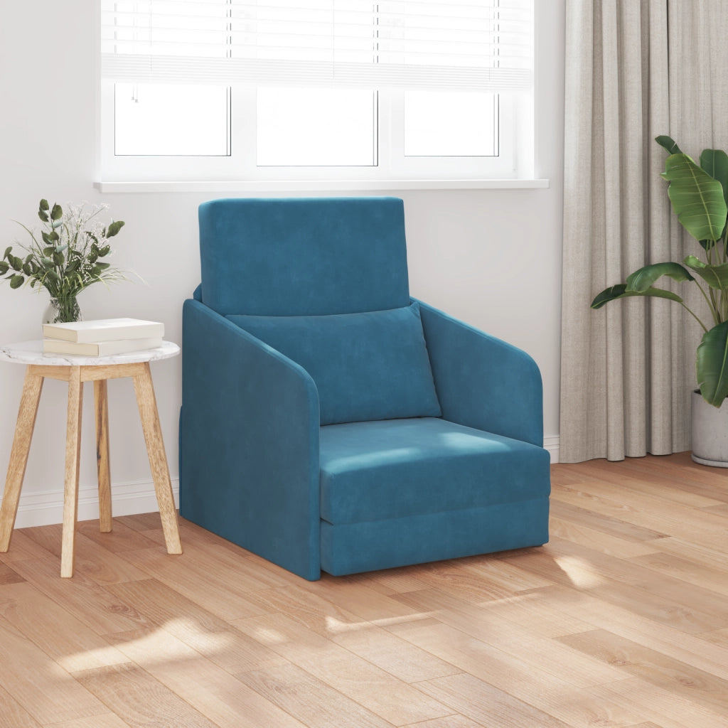 Divano Letto 2-in-1 Blu 65x80x83 cm Velluto