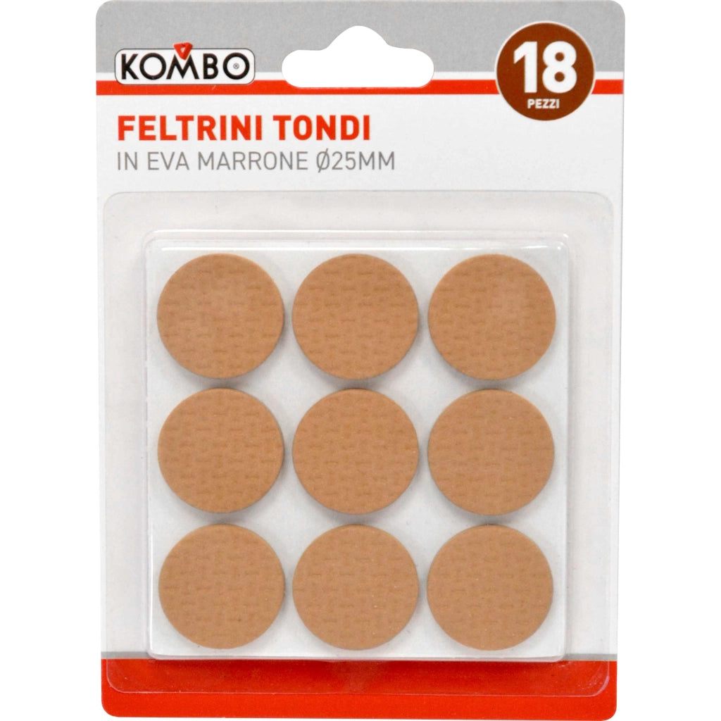 Set 18 pezzi feltrini tondi in eva marrone