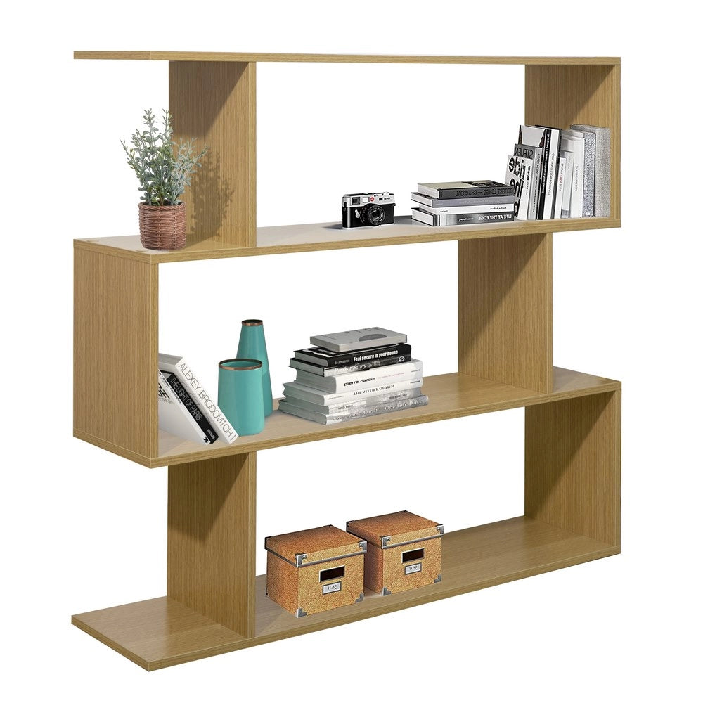 Libreria Moderna 3 Ripiani  110x97x25 cm in Legno Melaminico Rovere Chiaro