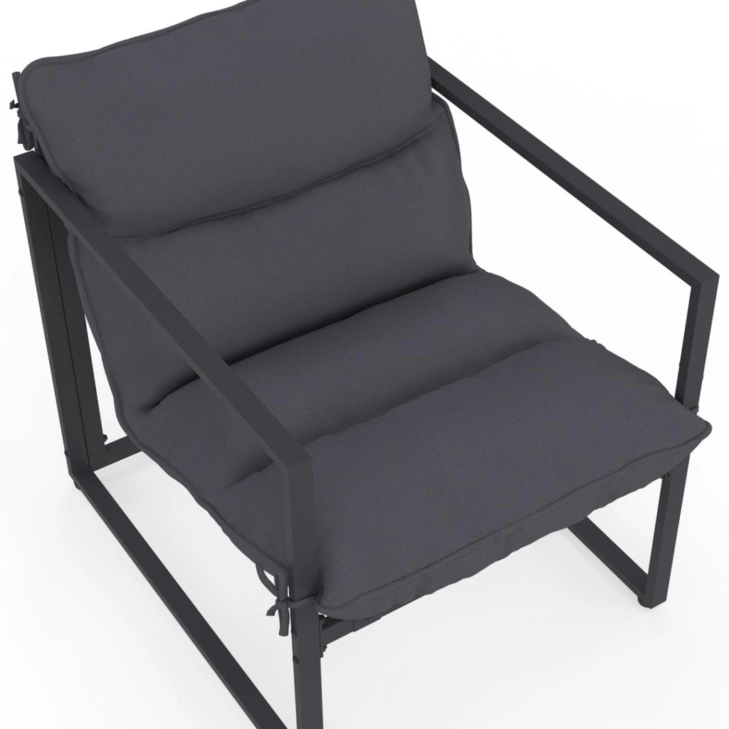 Set di 2 poltrone da Giardino Marco con poggiapiedi Grigio e Cuscino Grigio Antracite