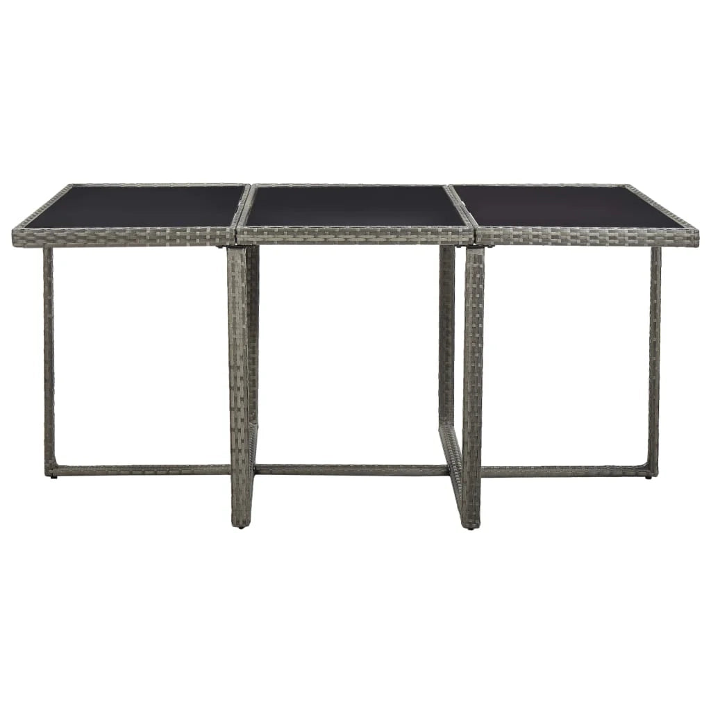 Set da pranzo da giardino da 11 pezzi e cuscini in resina intrecciata grigia 02_0014746
